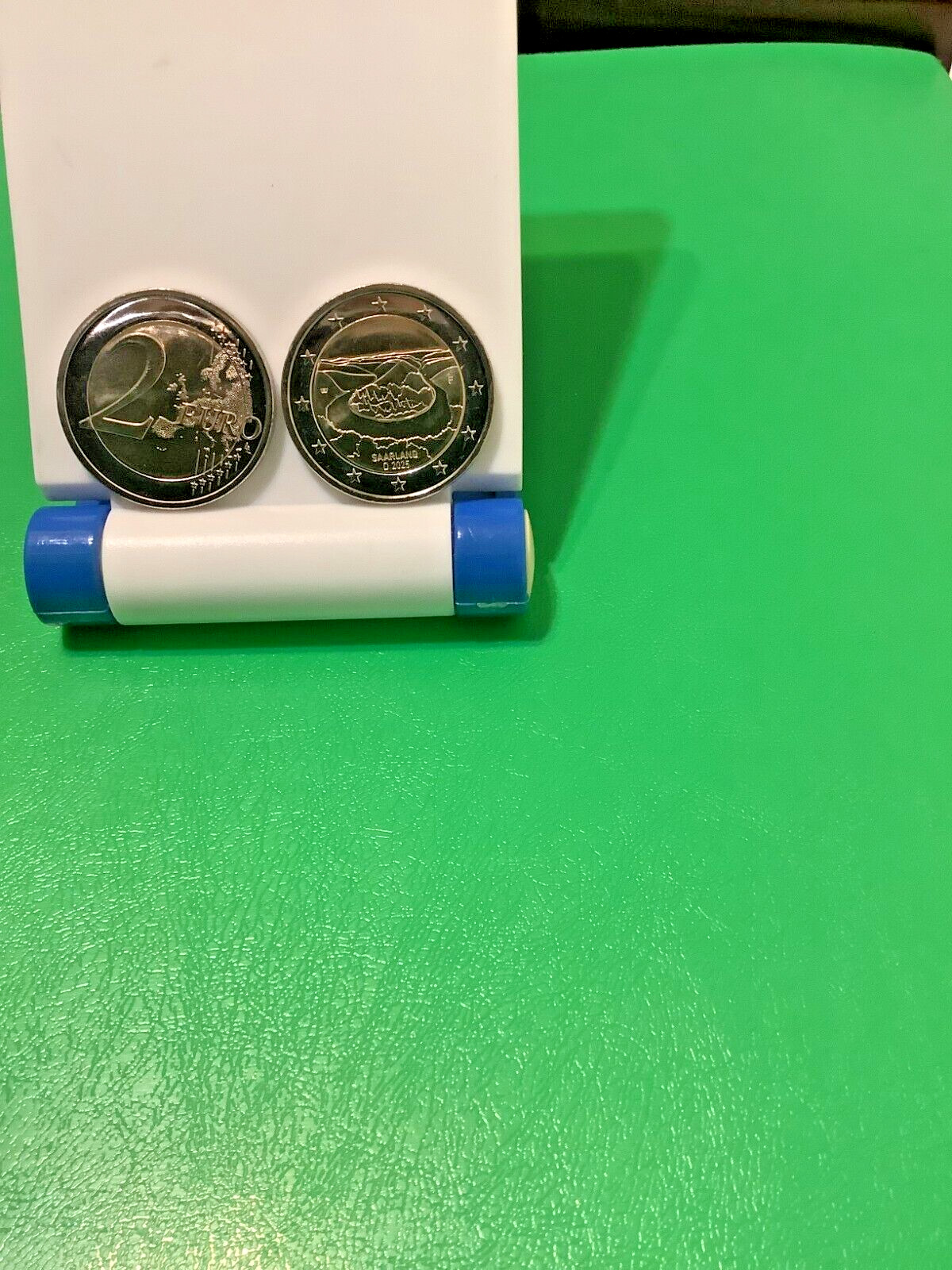 Les 2 Pièces commémoratives 2 euro Allemagne 2025 " Saarland & Unité allemagne "