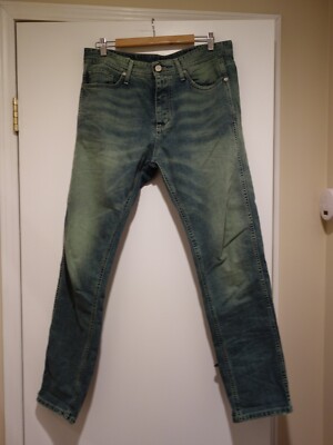 JACK & JONES DENIM JEANS, ERIK, ANTI FIT, Greenish-Blue, Men s, Tag Size 34/34