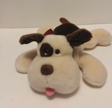 Russ  Berrie 12  Plush Dog Lying Down, With Tongue Out,Red  Green Bow X-mas