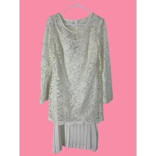 Womens Dani  Nicole Drop Waist Lace Tee Dress VTG 90s Church Cottagecore 5243