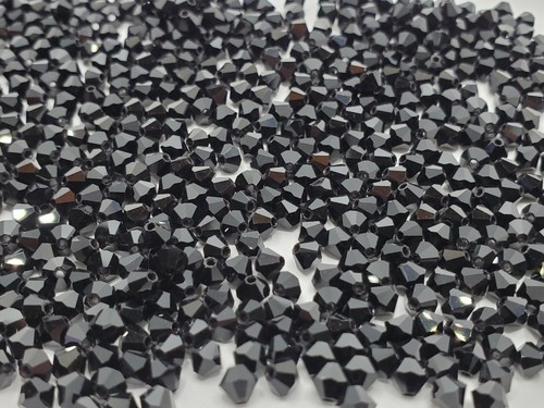 4mm Preciosa Czech Crystal Jet (Black) Faceted Bicone - Bag of 50