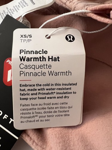 Lululemon Pinnacle Warmth Hat XS/S Misty Rose Pink Primaloft Insulated $58 NWT! - Picture 8 of 20