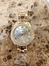 Jeanneret 2003 Rosetta Swarovski Crystals Gold Dial Gold Bracelet Watch