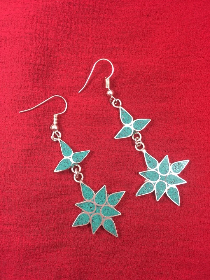 Vintage Earrings With Turquoise Stone - Image 3 of 4