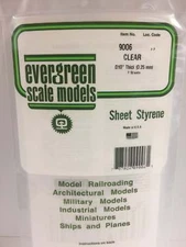 Evergreen Scale Models Styrene Sheet Clear 6 x 12in 15.2 x 30.5cm .010in .0 9006
