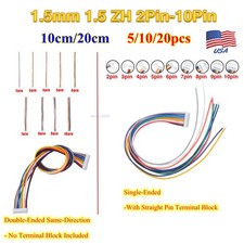 Lot ZH 1.5mm 2/3/4/5/6/7/8/9/10Pin Single Double Ended Connector Plug Wire Cable