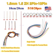Lot ZH 1.5mm 2/3/4/5/6/7/8/9/10Pin Single Double Ended Connector Plug Wire Cable