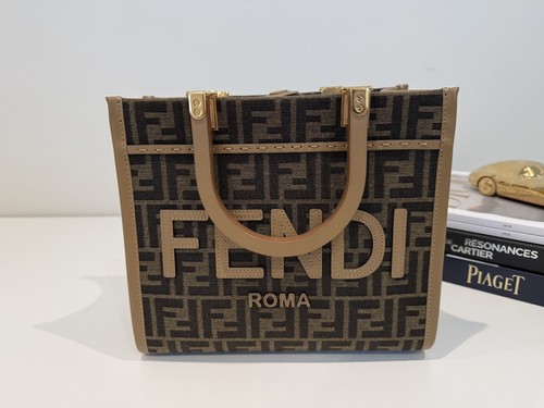 FENDI Small Sunshine Tote Bag — Camel/Cedar Brown, Excellent Condition