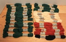 DMC Retors A Broder No.4 Thread France Lot of 23 Green, Red, White, Black NEW