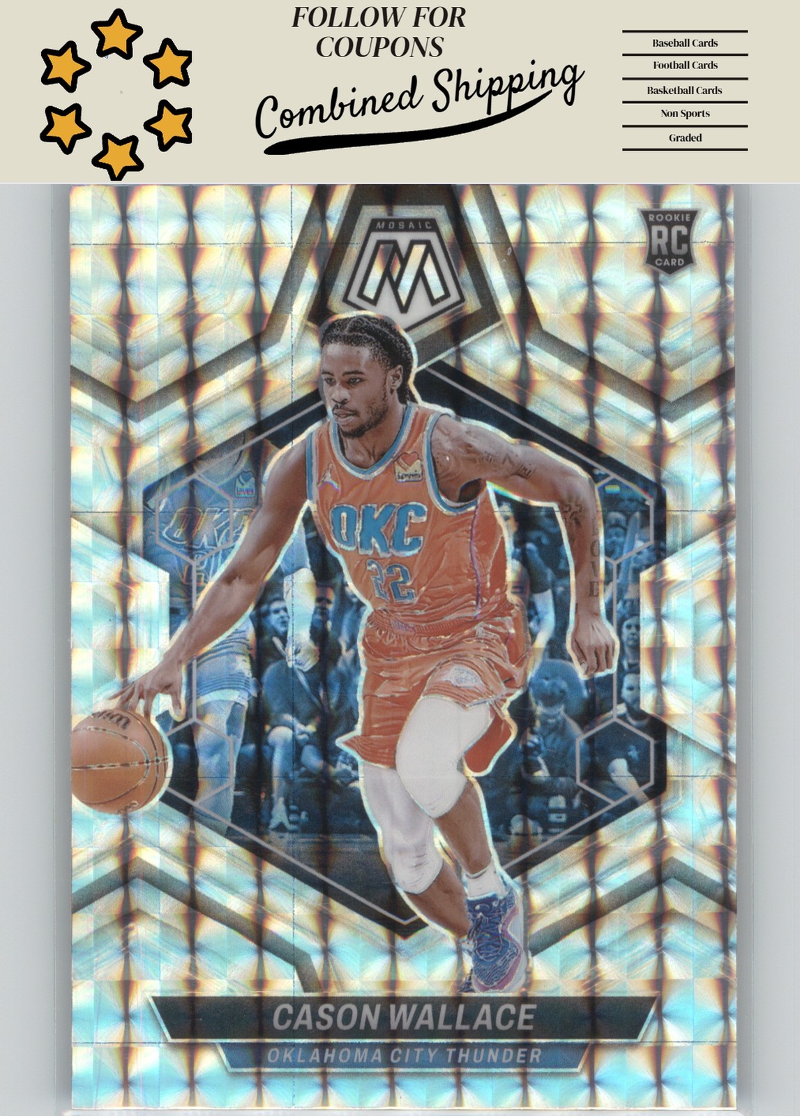 2023-24 Panini Mosaic #218 Cason Wallace Silver