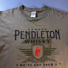 Pendleton Whisky Let'er Buck T-Shirt Mens Large Brown Port & Company Made in USA