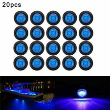 20pcs 3/4" LED Side Marker Lights Bullet Blue Truck Trailer RV Round Side 12V
