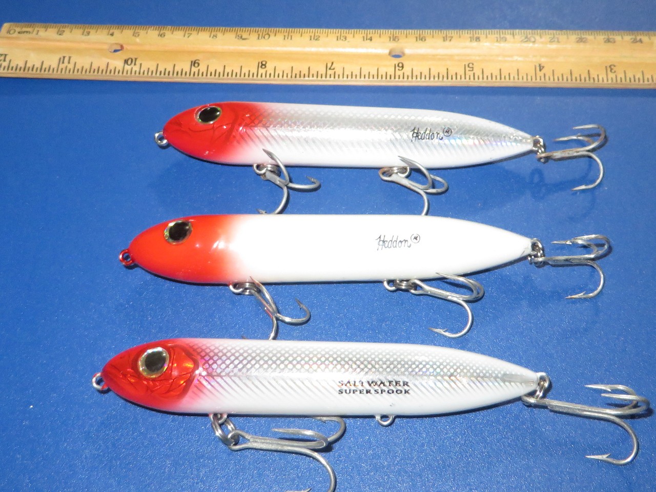 Lot of 3 Heddon Super Spook Topwater lures Mark Sosin Red Head - Image 2