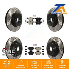 Front Rear Semi-Metallic Pad Coat Drill Slot Disc Brake Rotors Kit For BMW X3 X4