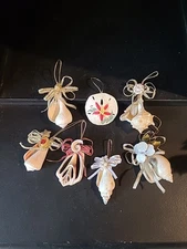  7 Coastal  Beach Christmas Ornaments Handmade Nautical Holiday Decor Ornament 