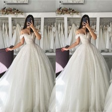 Princess Wedding Dresses Off Shoulder Lace Applique A Line Corset Bridal Gowns