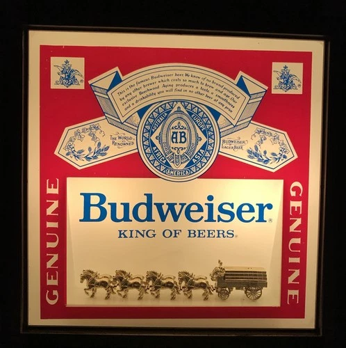 Vintage Budweiser King of Beers Lighted Sign Horses Clydesdale WORKING - Nice