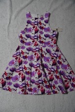 NWT GB Girls Floral Sleeveless Dress Size 16 Purple Pink White Back Zipper