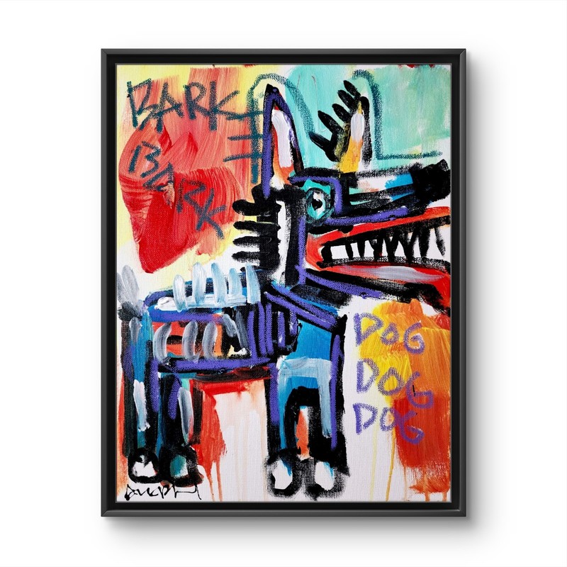 Original Abstract Dog Painting Canvas Neo Expressionist Fine Art Decor 11x14