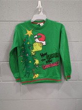 Grinch Kids Holiday Themed Sweatshirt Size XL 14/16 Green