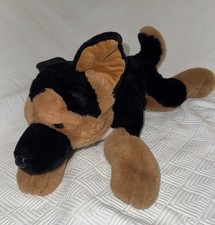 Fao Schwartz Puppy Dog Plush Floppy German Shepherd 20 Inch Black Brown Laying