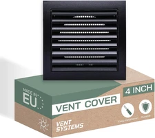 4'' Inch Anthracite Air Vent Cover Dryer Vents and Bathroom Exhaust Vents Pipe, 