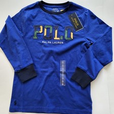 Polo Ralph Lauren Big Boys Long sleeve t-shirt Size 6 M L Navy Gray yellow