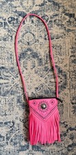 American Bling Small Western Style Crossbody Bag / Purse w Fringe Stud Details