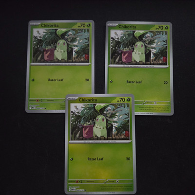 X3 Playeset Pokemon TCG Mega Evolution - Chikorita 008/132 Reverse Holo