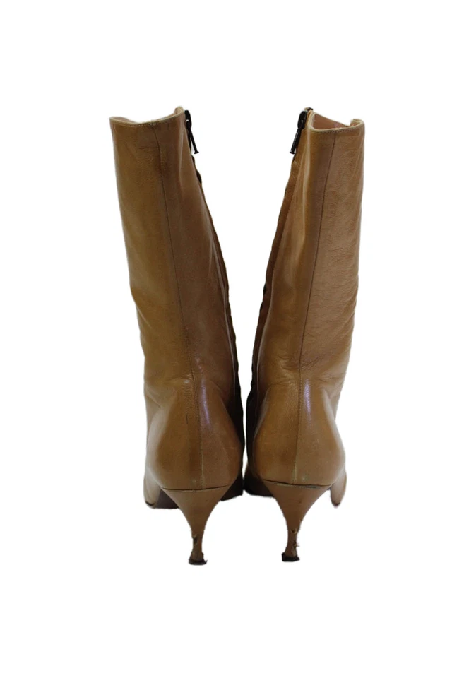 Barneys New York Womens Leather Pointed Toe Midi Boots Shoes Brown Size 8 - Image 3 of 4