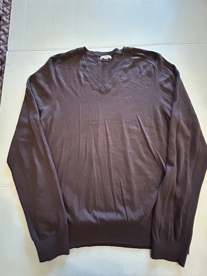 Burberry Brit свитер мужской размер XXL фиолетовый клетку Crewneck кашемир смесь дизайнер - Изображение 2 из 4