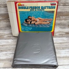 VTG 1990 Sunco Pool Float Double French Mattress 36 Pockets Silver/Clear 78 x 56
