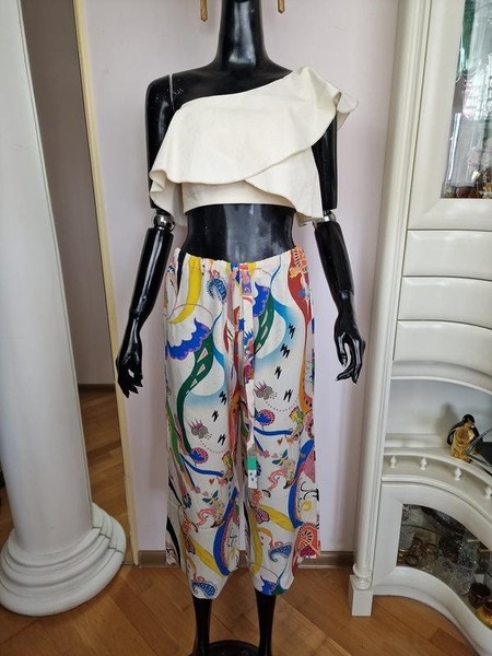 Women Etro Trousers White Silk 36