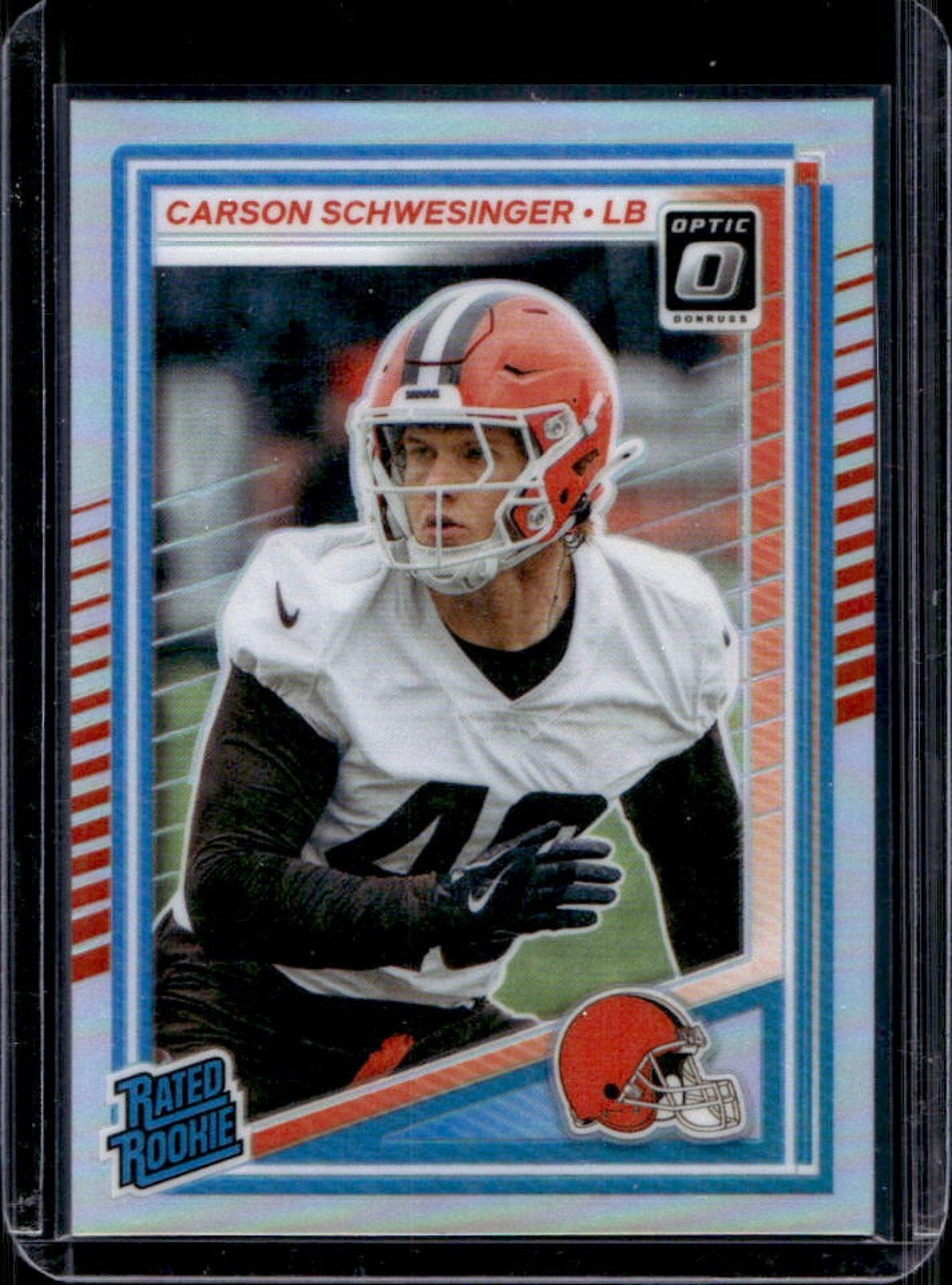 2025 Panini Donruss Optic Carson Schwesinger Rated Rookie Holo Prizm #217 Browns
