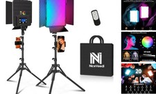 2-Pack RGB Photography Lighting with 20 Effects, 40W/360 Full 2 Packs
