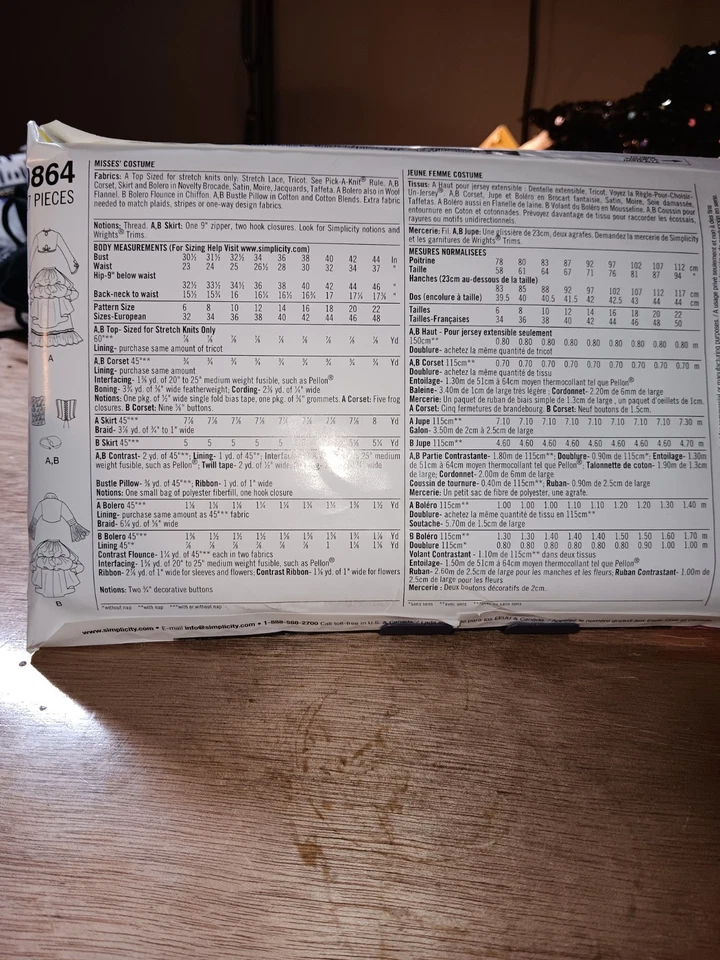 Simplicity Pattern 0864 Halloween Historical Size 14 To 22 - Image 2 of 2