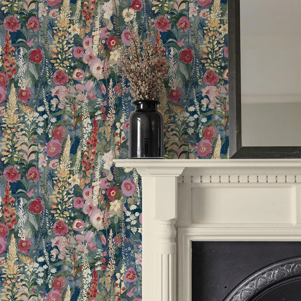 Papel Pintado Floral Acuarela Lupin Azul Marino Rosa Rojo Amarillo Decoración del Hogar Flor