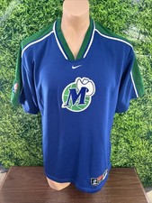 1998-99 Dallas Mavericks Rare Logo Issued Nike Warm Up Shirt Blue Size Medium