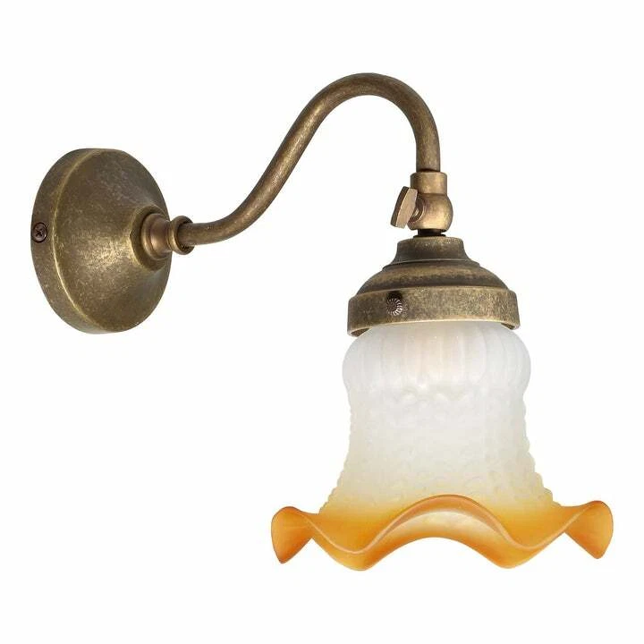 Applique En Laiton Avec Verre Satiné Ambre Orientable Pour Salon Salle De Bain - Photo 2/2