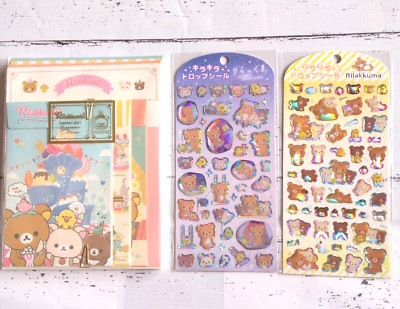 San-X Rilakkuma Glitter Drop Sticker & Letter set Korilakkuma Kiiroitori Kawaii