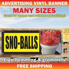 SNO BALLS Advertising Banner Vinyl Mesh Sign Ice Cream Snow Cones Shaved Ice
