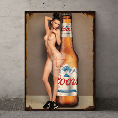 Metall Blechschild sexy weiblich Mann Höhle Tiki Bar Coors Licht Pin-up Schild 201099