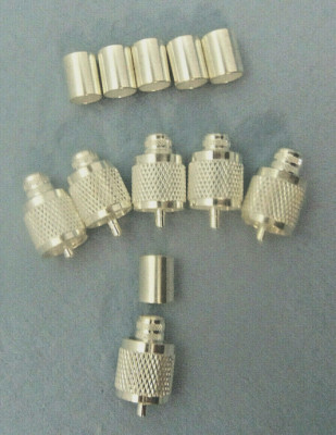 PL-259, UHF Male Crimp, LMR-400, RG-8, RG-213, Silver/ Teflon, Gold, 6x Pack