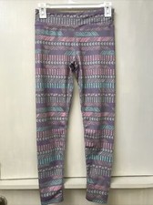 Eddie Bauer Kids Girl's Multicolored Geometric Print Workout Leggings L 14/16 