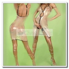 Abito slip lattice davanti bottoni a pressione trasparente sexy caldo personalizzato 0,4 mm D68