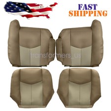 Driver Passenger Leather Seat Cover Tan For 2003-2006 Gmc Yukon Sierra 1500