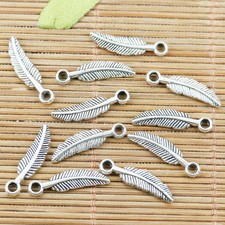 30pcs tibetan silver color feather design charms H2375