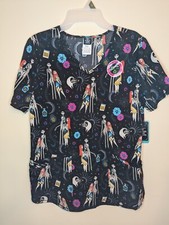Sm Disney Nightmare Before Christmas Worms Wart Zero Jack Sally V Neck Scrub Top