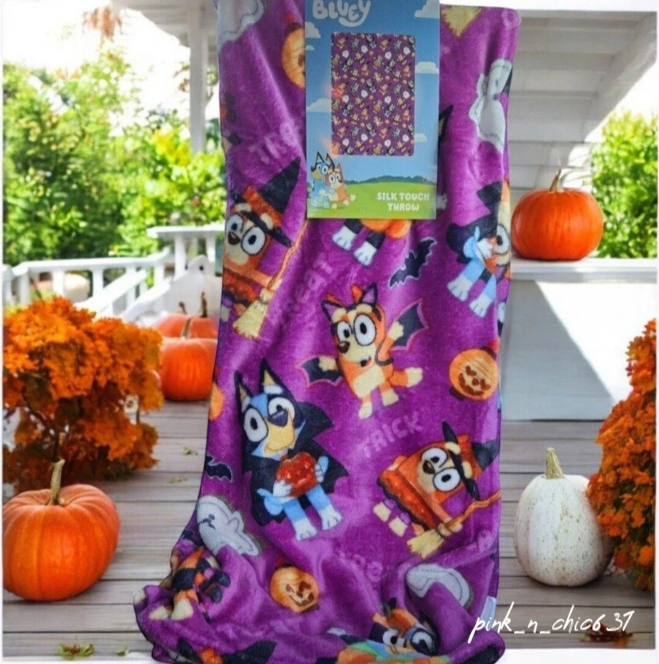 Manta de Halloween de felpa con tacto de seda azul y bingo viral 50" x 70" Foto 2 de 4