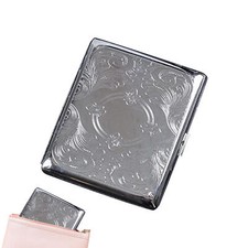 1pc Women's Men's Cigarette Case Vintage Style Silver Etched Design Metal